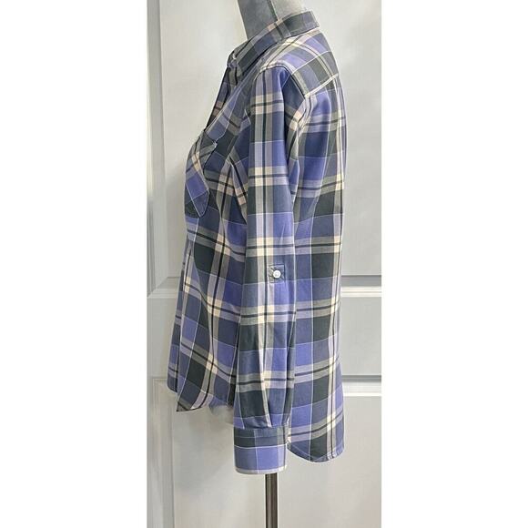 Lauren Ralph Lauren Plaid Shirt Womens Roll Tab Sleeve Flannel Purple Sz S EUC - Picture 3 of 8